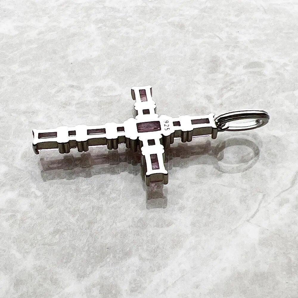 Brand New Pendant Cross with Pink AAA Zircon Crystals Jewelry 925 Sterling Silver Romantic Christian Gift For Women - The Jewellery Supermarket