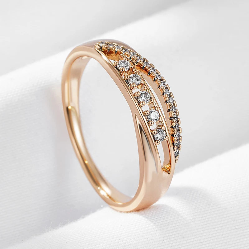 Trendy High Quality AAA Zircon Diamonds 14K Filled Rose Gold Rings For Women - Luxury Party Fine Jewellery