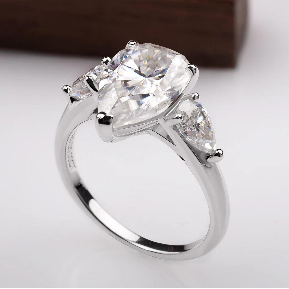 Waterdrop Shape GRA Certified 1-4CT Pear Cut 925 Sterling Silver Moissanite Diamonds Wedding Engagement Rings