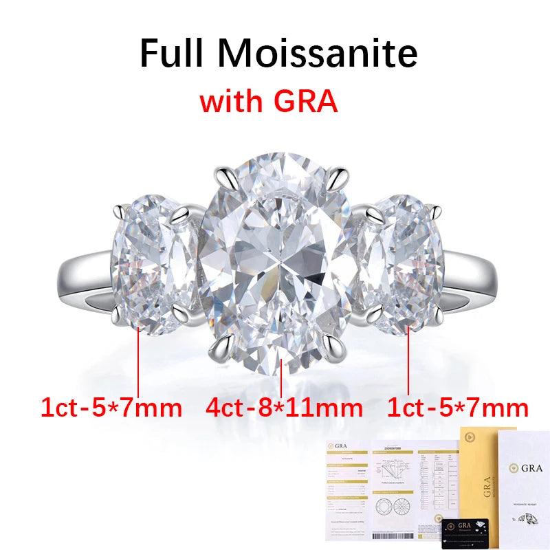 Sensational 3-Stones 6cttw Oval Cut Moissanite Wedding Engagement Ring Sterling Silver Fine Jewellery Rings With GRA