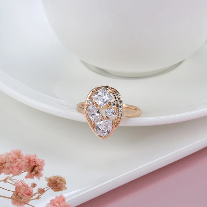 Fashion Unique Filled 14K Rose Gold AAA Zircon Diamonds Daily Fine Jewellery Gifts for Women