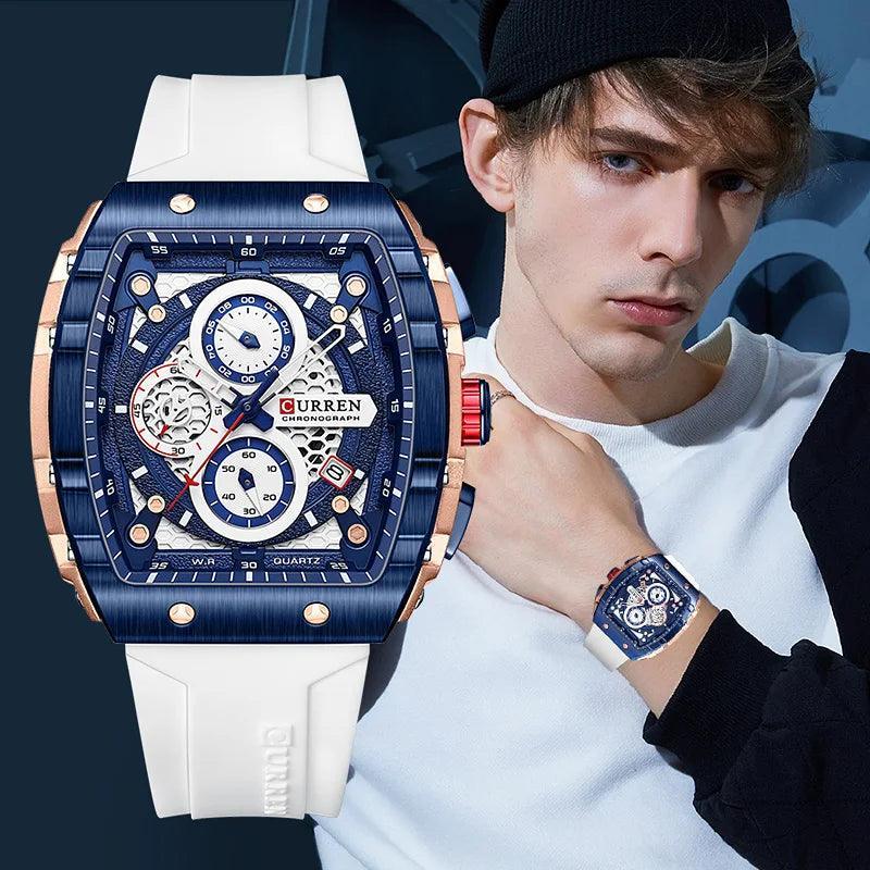 Top Brand Luxury Square Quartz Men's Watches - Waterproof Luminous Chronograph Watches for Men - The Jewellery Supermarket
