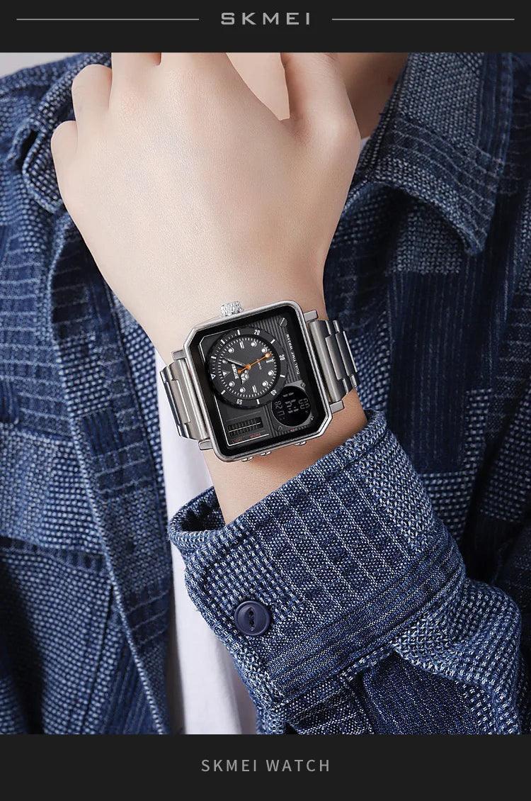 Trendsetter Casual 2 Display Chrono Hipster Waterproof Steel Bracelet Back Light Analog Digital Sport Watches - The Jewellery Supermarket