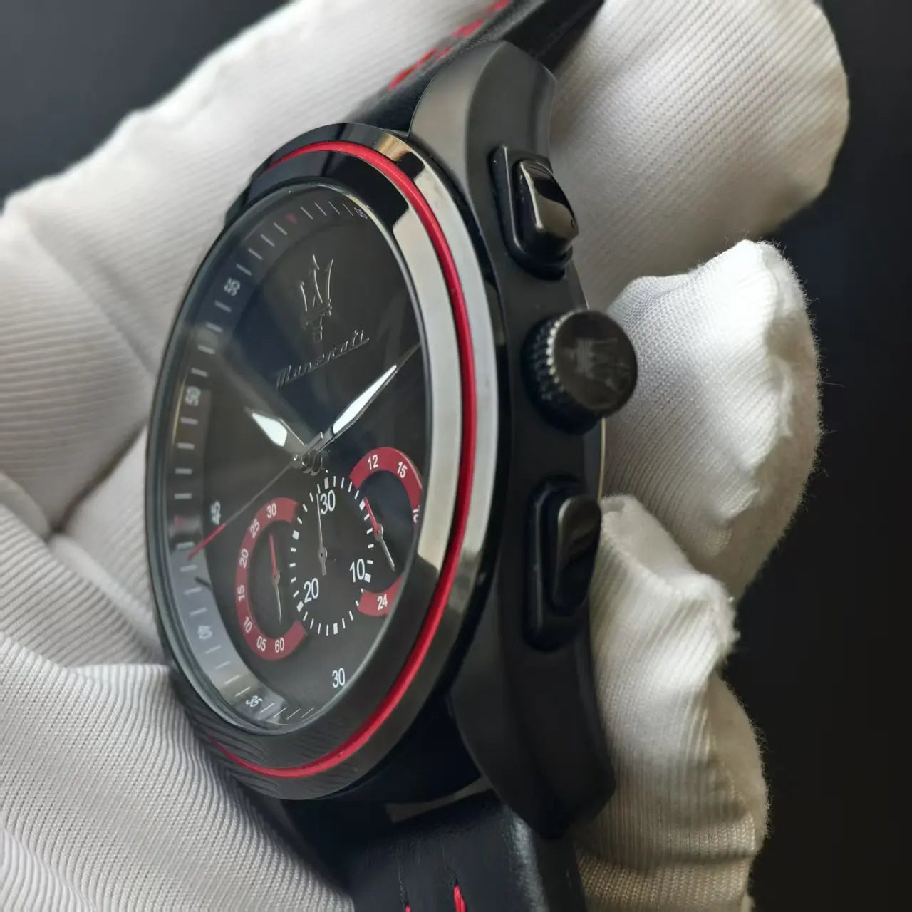 Original Maserati Men's Watch Quartz Darth Vader Waterproof Leather Strap Watches, Luxury, Precision Italian style