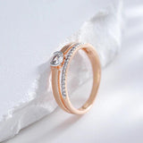 Luxury AAA Zircon Diamonds 14K Rolled Rose Gold and Silver Color Mix Setting Slim Design Daily Jewellery Rings