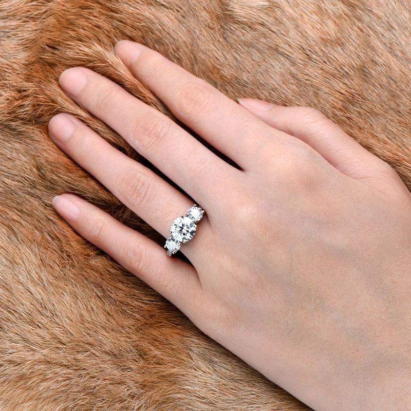 Luxury Three Stone 925 Sterling Silver D3.0CT D Colour Moissanite Rings Engagement Wedding GRA Certified Jewellery