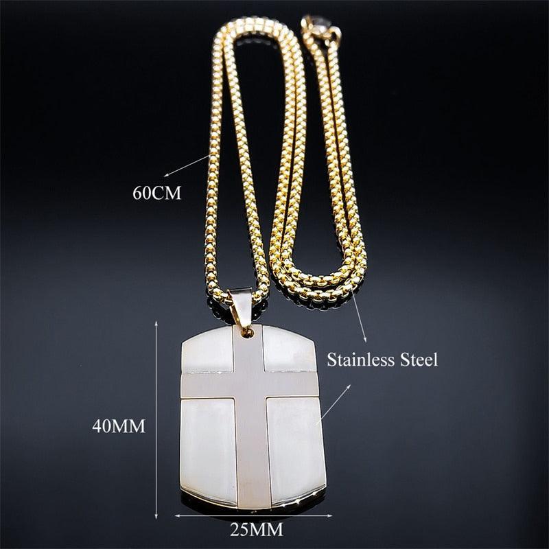 Christian Jesus Cross Necklace - Stainless Steel Fear Not for I Am with You Bible Verse Encourage Jewellery - The Jewellery Supermarket