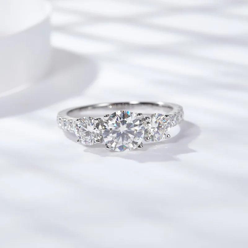 Wonderful 5 Stones Sparkling 18KGP 3.6CT All Moissanite Diamonds Rings Wedding Engagement Sterling Silver Jewellery