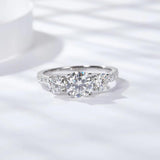 Wonderful 5 Stones Sparkling 18KGP 3.6CT All Moissanite Diamonds Rings Wedding Engagement Sterling Silver Jewellery