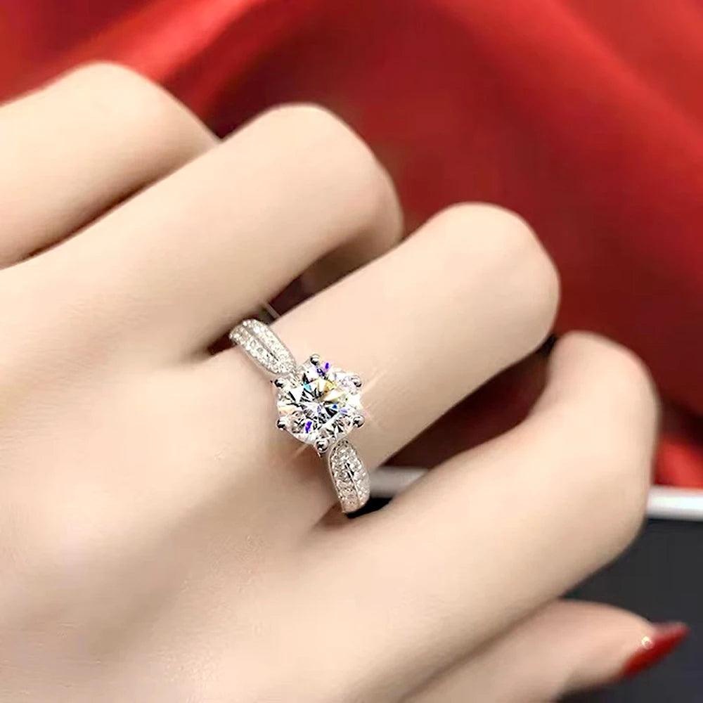 1/2/3ct Moissanite D VVS1 Lab Diamond 925 Sterling Silver Engagement Wedding for Women Rings with GRA Fine Jewellery