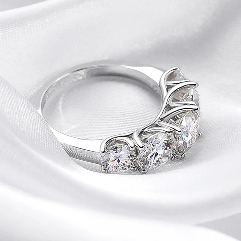 5 Stones 18KGP 3.6CT All Moissanite Sparkling Diamonds Rings for Women Engagement Wedding Sterling Silver Jewellery