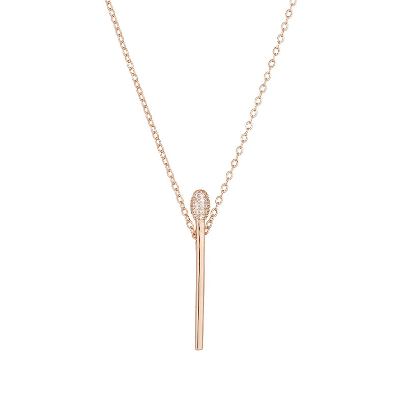 Charming Matchstick 14K Filled Rose Gold AAA White or Red Zircon Full Paved Luxury Party Jewellery Necklace