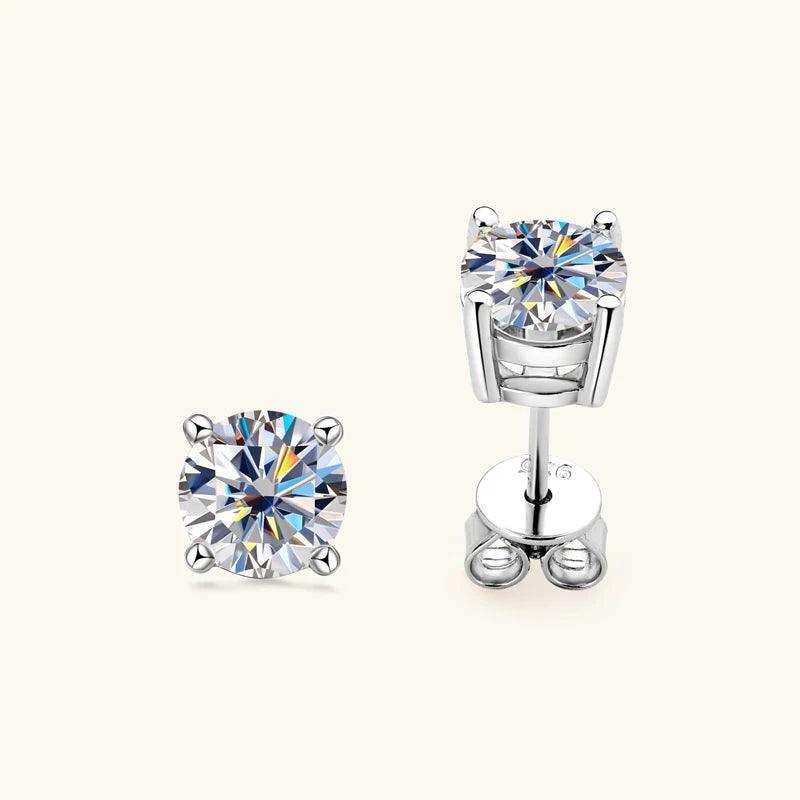 18KGP 6.5mm 3.0cttw D Colour Moissanite Diamonds Fine Jewellery Set - Silver Stud Earrings Necklace for Special Occasions - The Jewellery Supermarket