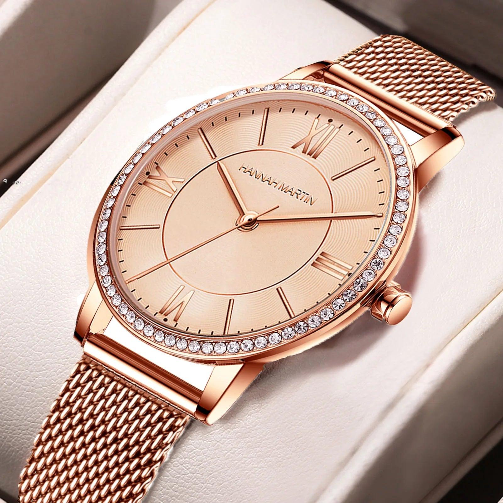 New Luxury Brand Classic Luxury Rhinestone Diamonds Ladies Watches Japanese Movement Women Dress Watches Gift Set