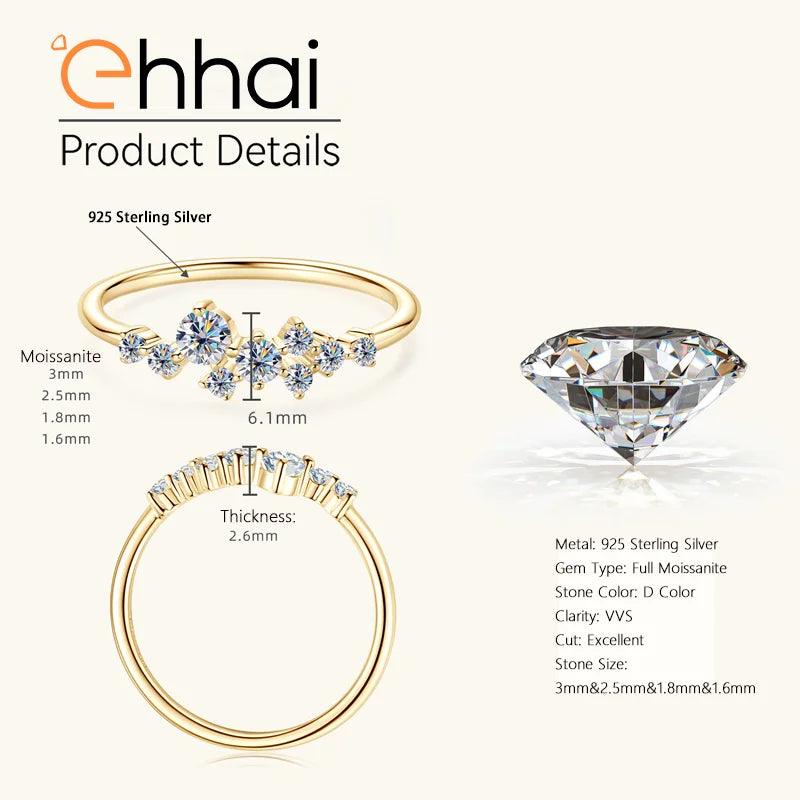 Remarkable GRA Certified Full Moissanite Diamonds Engagement Wedding Ladies Rings 925 Sterling Silver Fine Jewellery
