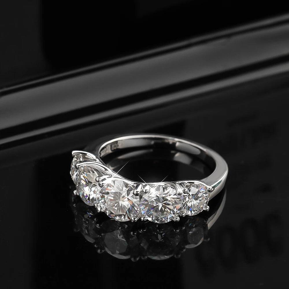 Fabulous 5 Stones 3.6cttw GRA Certified Moissanite Diamonds Eternity Rings Silver Wedding Engagement Fine Jewellery
