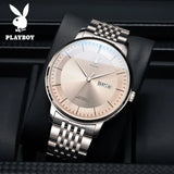 PLAYBOY Casual Simple Automatic Mechanical Men's Watches Original Waterproof Calendar High Quality Watch for Men