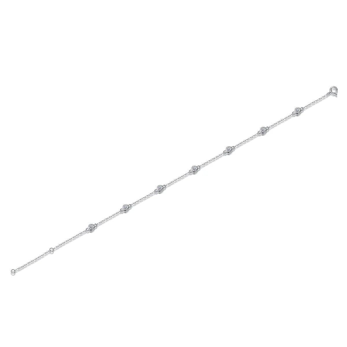 Charming Bubble Full 3mm 0.1CT D Colour Moissanite Diamonds Silver Bracelets For Women, Bezel Link Hand Bracelets - The Jewellery Supermarket