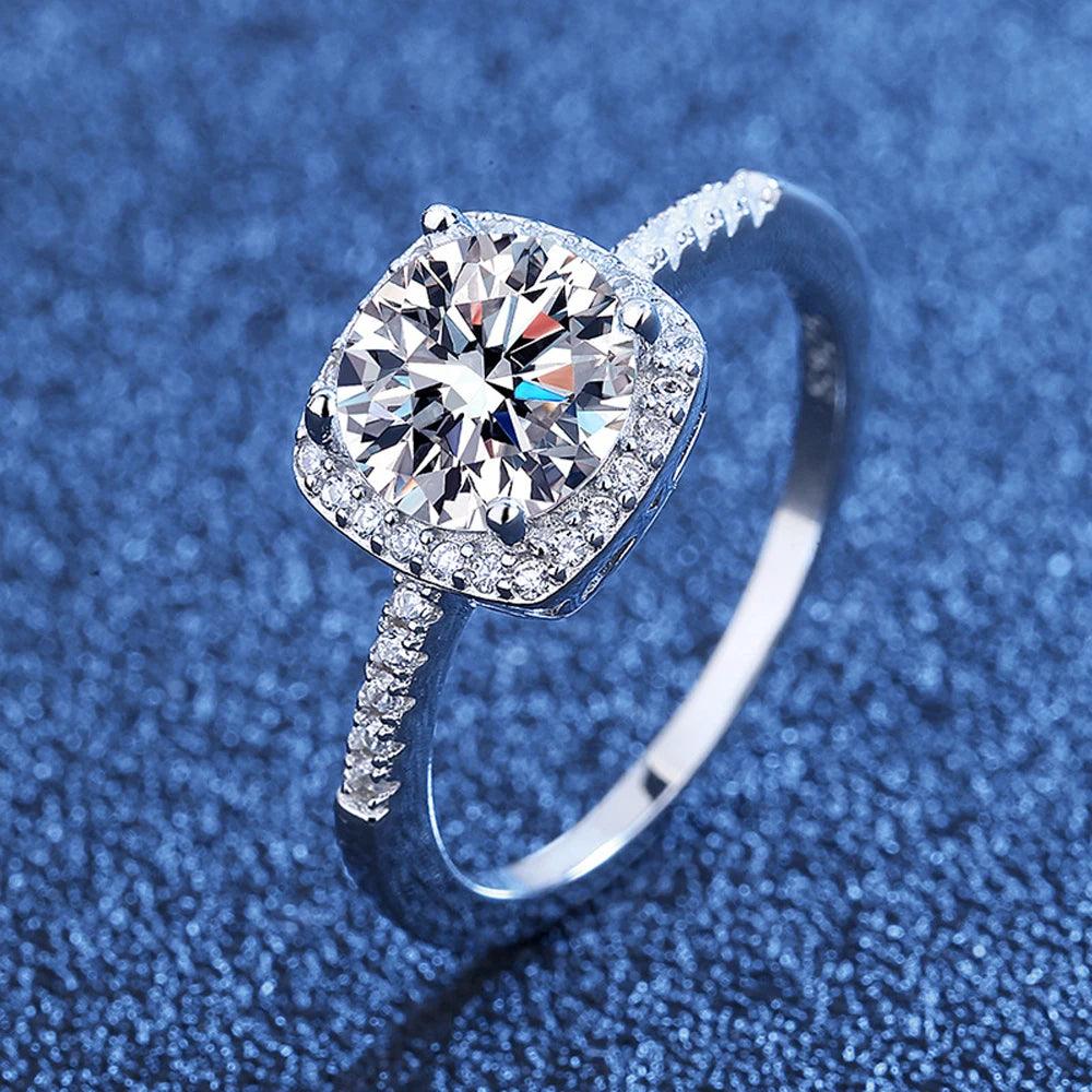 925 Sterling Silver 0.5-3ct VVS1 D Colour Moissanite GRA Certified Diamonds Wedding Engagement Rings, Fine Jewellery