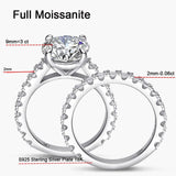 18K Gold Plated 3.5cttw VVS1 All Moissanite Diamonds Row Silver Wedding Engagement Fine Jewellery Rings Set - The Jewellery Supermarket