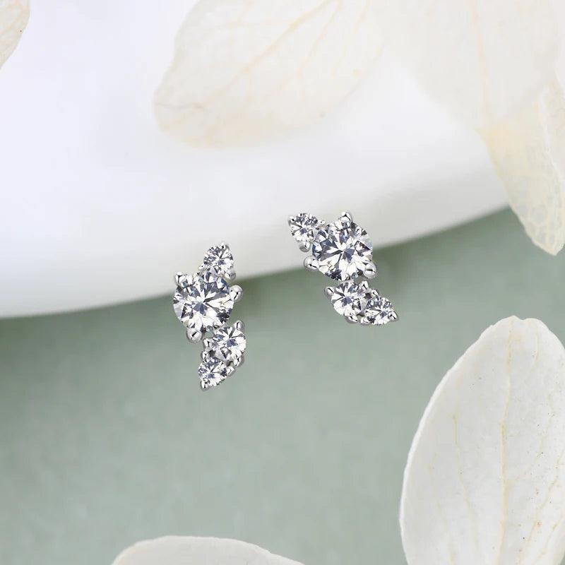 Attractive D Colour VVS1 Bling Cluster Round Cut Moissanite Diamonds Delicate Charm Stud Earrings For Women - The Jewellery Supermarket