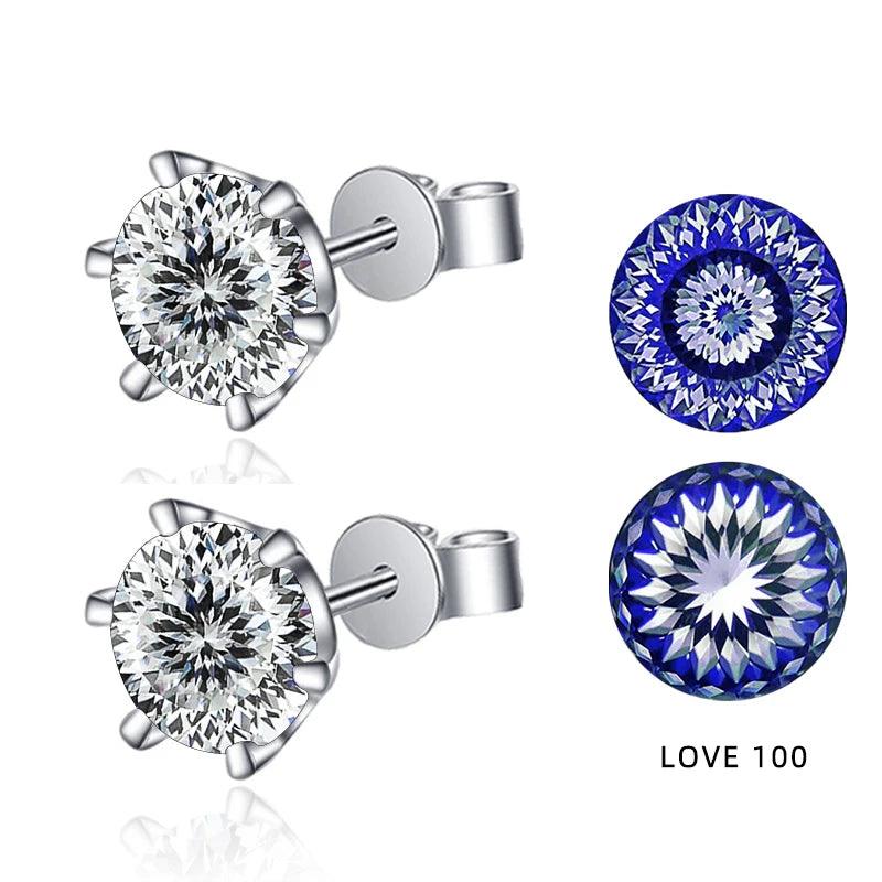 Gorgeous D Colour VVS1 Multi Colours and Cuts Moissanite Diamonds Stud Earrings - Sterling Silver Fine Jewellery - The Jewellery Supermarket