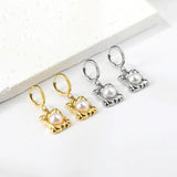 New Imitation Pearls Drop Hoop Earrings for Women Girls -  Stainless Steel Irregular Oval Shape Fashion Gifts - The Jewellery Supermarket