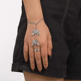 Vintage Punk Goth Exaggerated Spider Snake Butterfly Ring with Bracelet Link and Wrist - Fashion Bracelets Jewellery - The Jewellery Supermarket