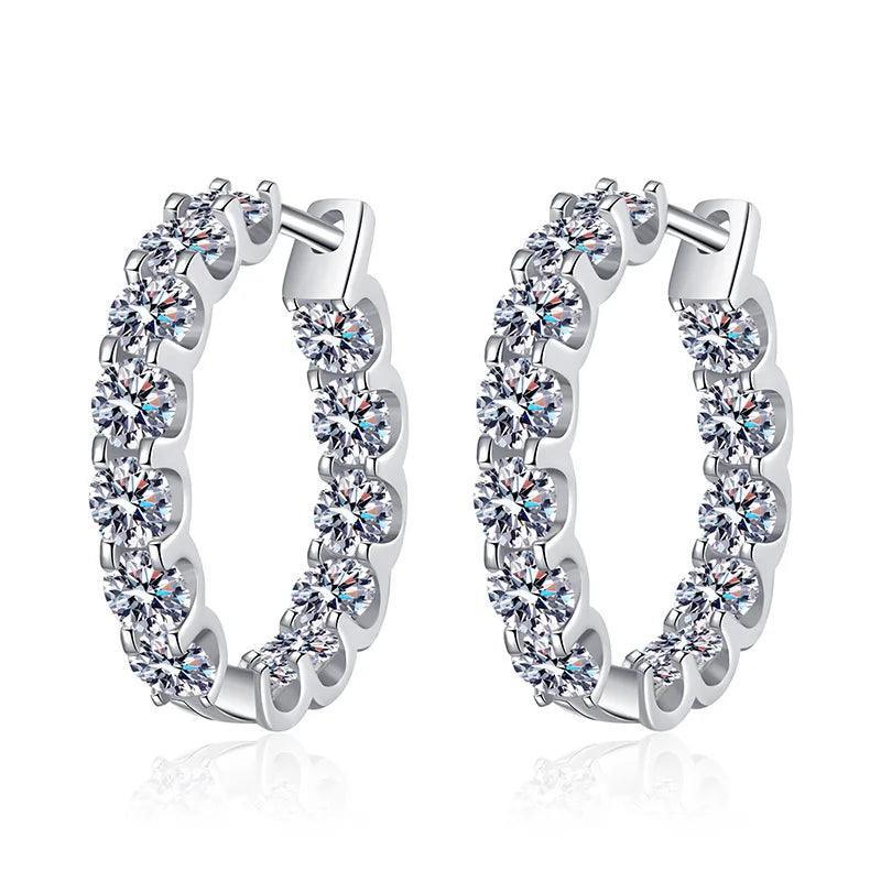 18KGP Total 2.6CT Full Moissanite Diamonds Hoop Earring for Women - Sparkling Silver Earrings for All Occasions - The Jewellery Supermarket