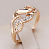 Latest Luxury Rolled 14K Rose Gold Geometry Rings For Women with Shiny AAA Zircon Diamonds, Ethnic Jewellery