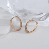 Geometric Smooth Oval AAA Zircon Diamonds Hoop Earrings 14K Rolled Rose Gold Party Jewellery