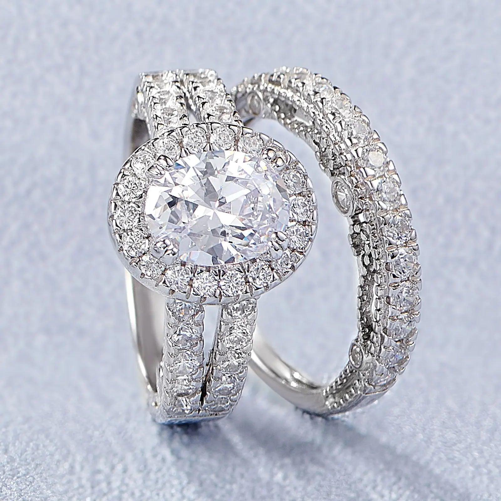 Amazing Marquise or Emerald Cut AAAAA Quality High Carbon Lab Created Diamond Luxury Ring Sets for Women - The Jewellery Supermarket