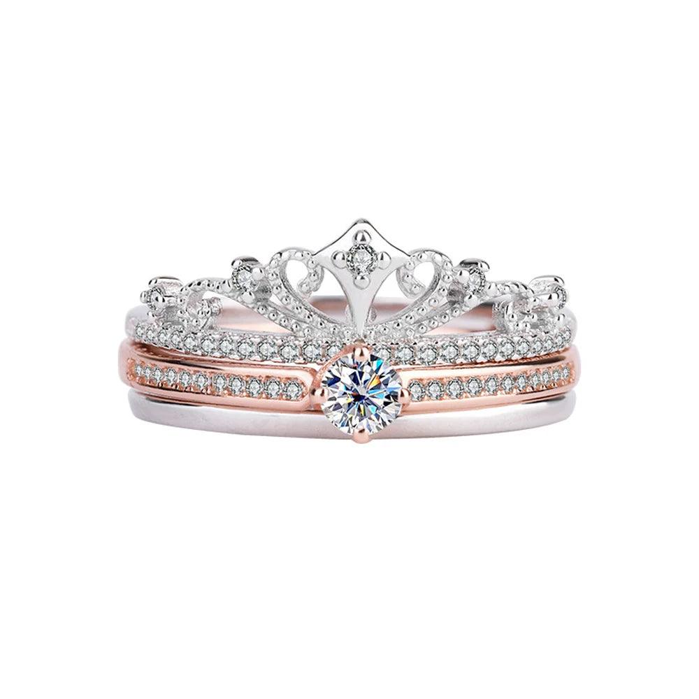 Dazzling VVS1 D Colour 0.3CT Moissanite Diamonds Engagement Wedding Crown Rings - 925 Silver GRA Certified Jewellery