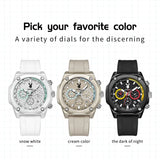 PLAYBOY Top Brand Original Luxury Waterproof Silicone Strap Calendar Luminous Fashion Quartz Men's Wrist Watches