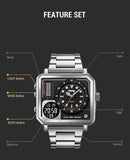 Trendsetter Casual 2 Display Chrono Hipster Waterproof Steel Bracelet Back Light Analog Digital Sport Watches - The Jewellery Supermarket