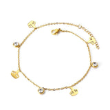 Dainty Gold Colour Stainless Steel Charm Bracelets - Crystal Evil Eyes Tree of Life Hamsa Hand Elephant Chain - The Jewellery Supermarket