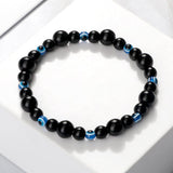 Blue Evil Eye Beaded Charm Bracelets - Natural Cat Eye Stone Opal Adjustable Lucky Yoga Jewellery - The Jewellery Supermarket