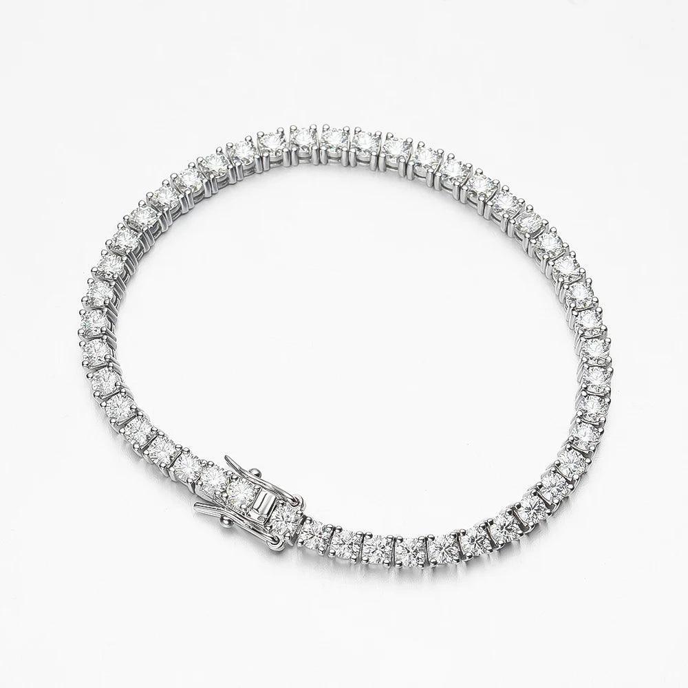 Superb Sterling Silver Real 3-5mm Moissanite Diamonds Bracelets For Women, Sparkling Wedding Party Fine Jewellery - The Jewellery Supermarket