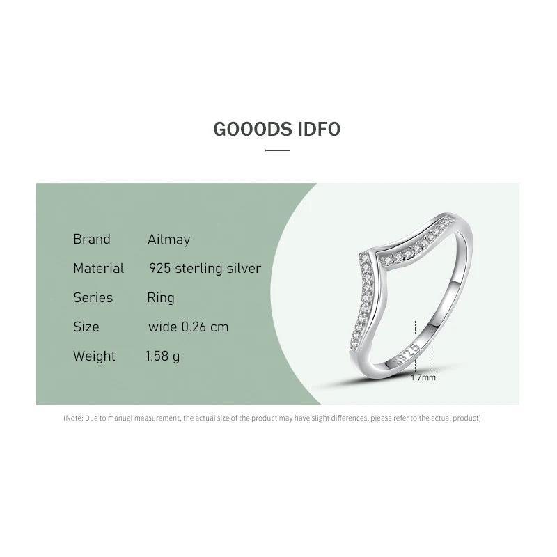 *NEW* Stylish Simple V Shape Sterling Silver AAAA High Quality Simulated Diamond Ring - The Jewellery Supermarket