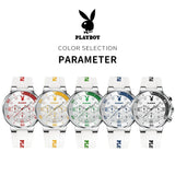 PLAYBOY Top Brand  New Original Fashion High Quality Silicone Strap Multifunction Quartz Watch for Men