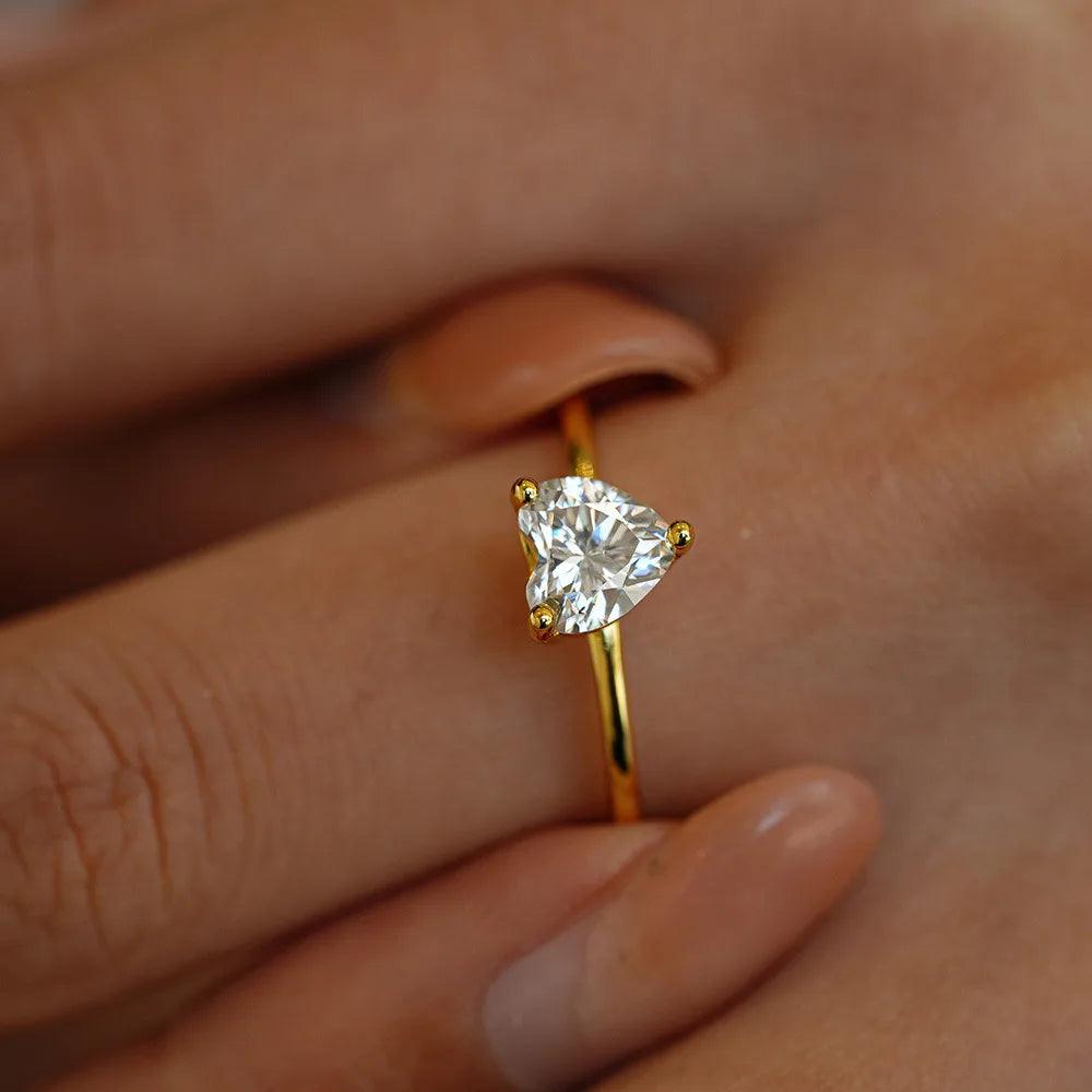 Terrific 1Carat Princess Cut Moissanite Solitaire Diamond Rings Silver 18K Gold Plated Wedding Engagement Jewellery