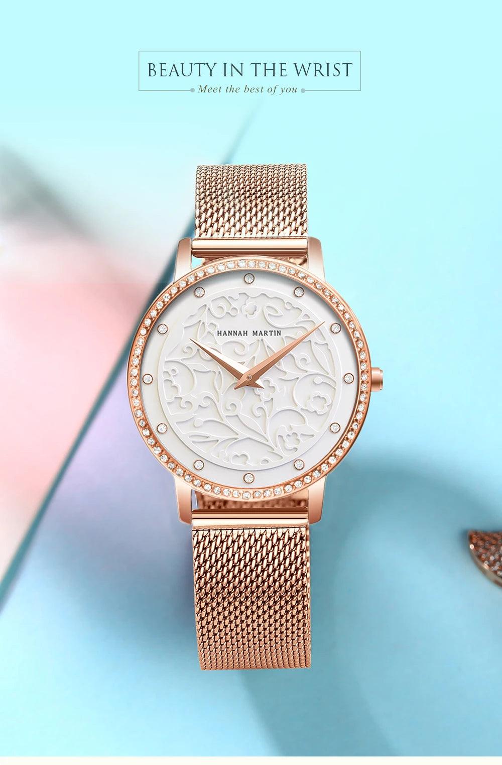 Elegant Top Layer Cowhide or Stainless Steel Strap Luxury Watch Quartz Movement 3ATM Waterproof Ladies Watches