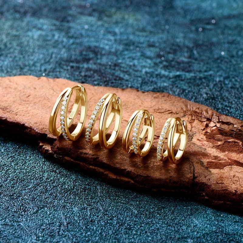 Striking Genuine ♥︎ High Quality Moissanite Diamonds ♥︎ Double Hoop Earrings for Women - Fine Jewellery - The Jewellery Supermarket