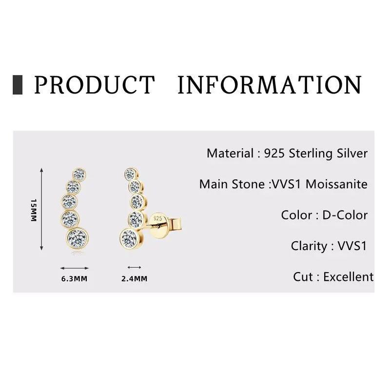 Excellent Single Row Round Bezel D Colour VVS1 Moissanite Diamonds Daily Party Silver Earrings Fine Jewellery - The Jewellery Supermarket