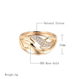 Latest Luxury Rolled 14K Rose Gold Geometry Rings For Women with Shiny AAA Zircon Diamonds, Ethnic Jewellery