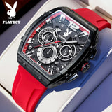 PLAYBOY Top Brand High Quality Multifunction Original Fashion Waterproof Silicone Strap Quartz Watch for Men