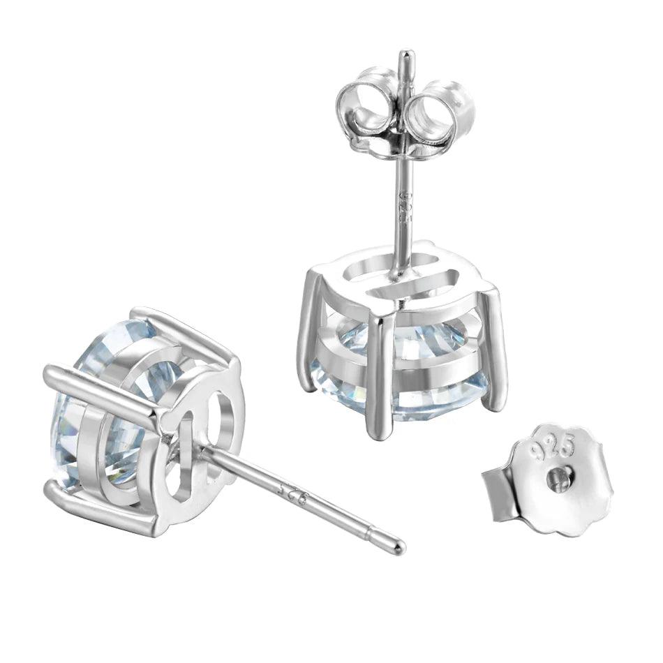 Top Quality 2 Carat 8.0mm D Colour Moissanite Stud Earrings 925 Sterling Silver Sparkling Fine Jewellery For Women/Men - The Jewellery Supermarket