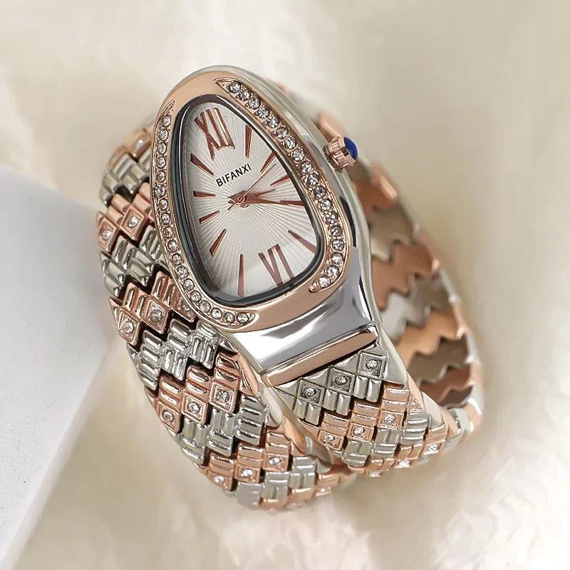 Luxury Snake Watches for Women  Top Brand Stainless Steel Creative Quartz Fashion Lady Dress Jewellery Wristwatches