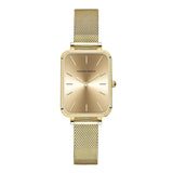 New Elegant Square Women Stainless Steel Mesh Strap Fashion Japanese Movement Rose Gold Tone Leisure Fashion Watches