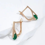 New 14K Rolled Rose Gold AAA Emerald Zircon Crystals Luxury Round Crystal Earrings For Women -  Fine Jewellery
